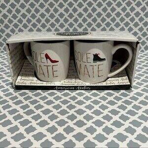 AMERICAN Atelier Set of 2 SOLE MATE 15 oz Tea Coffee Mugs